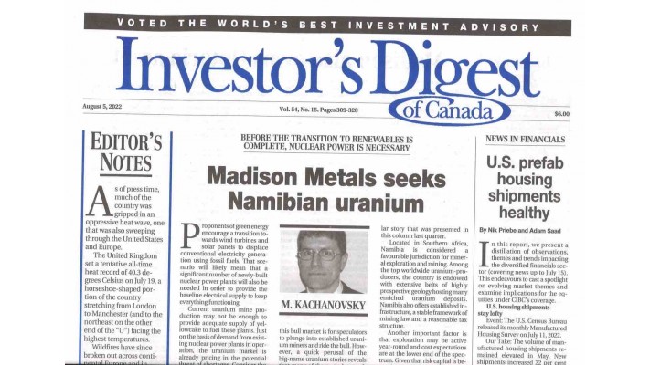 INVESTOR'S DAILY OF CANADA (to be translated)